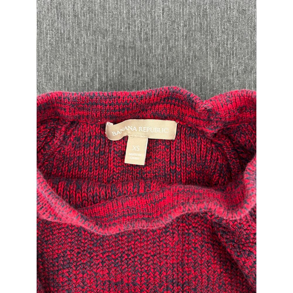 Banana Republic Marled Knit Sweater Women's XS Red Black Crew Neck Raglan